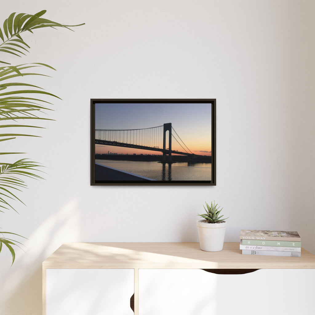 Bronx-Verrazano Sunset Matte Canvas Framed Wall Art