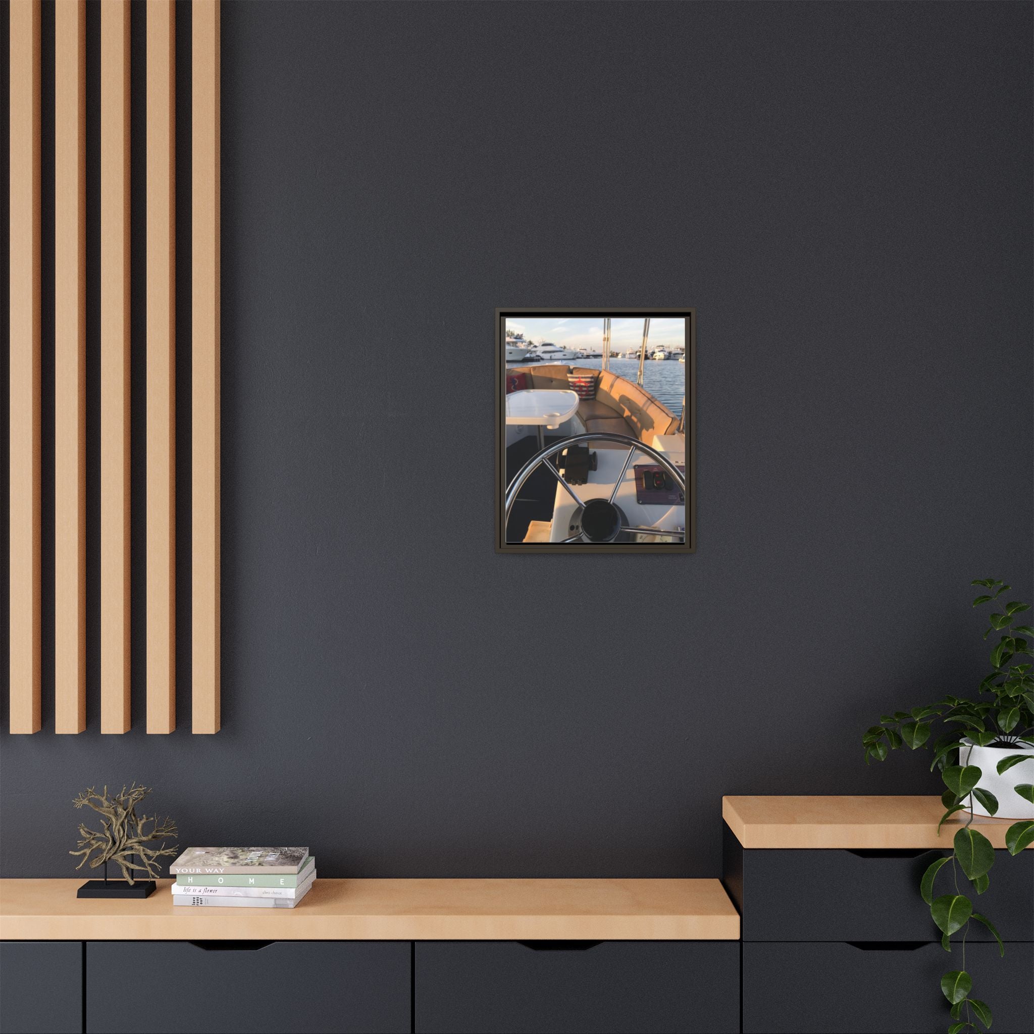 Boat Helm Framed Canvas Print — Seaside Harbor Nautical Wall Art