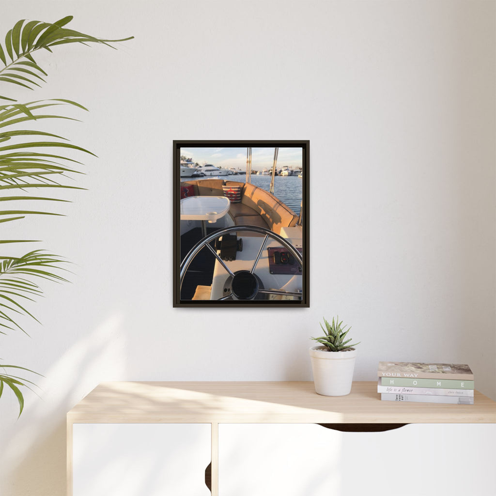Boat Helm Framed Canvas Print — Seaside Harbor Nautical Wall Art
