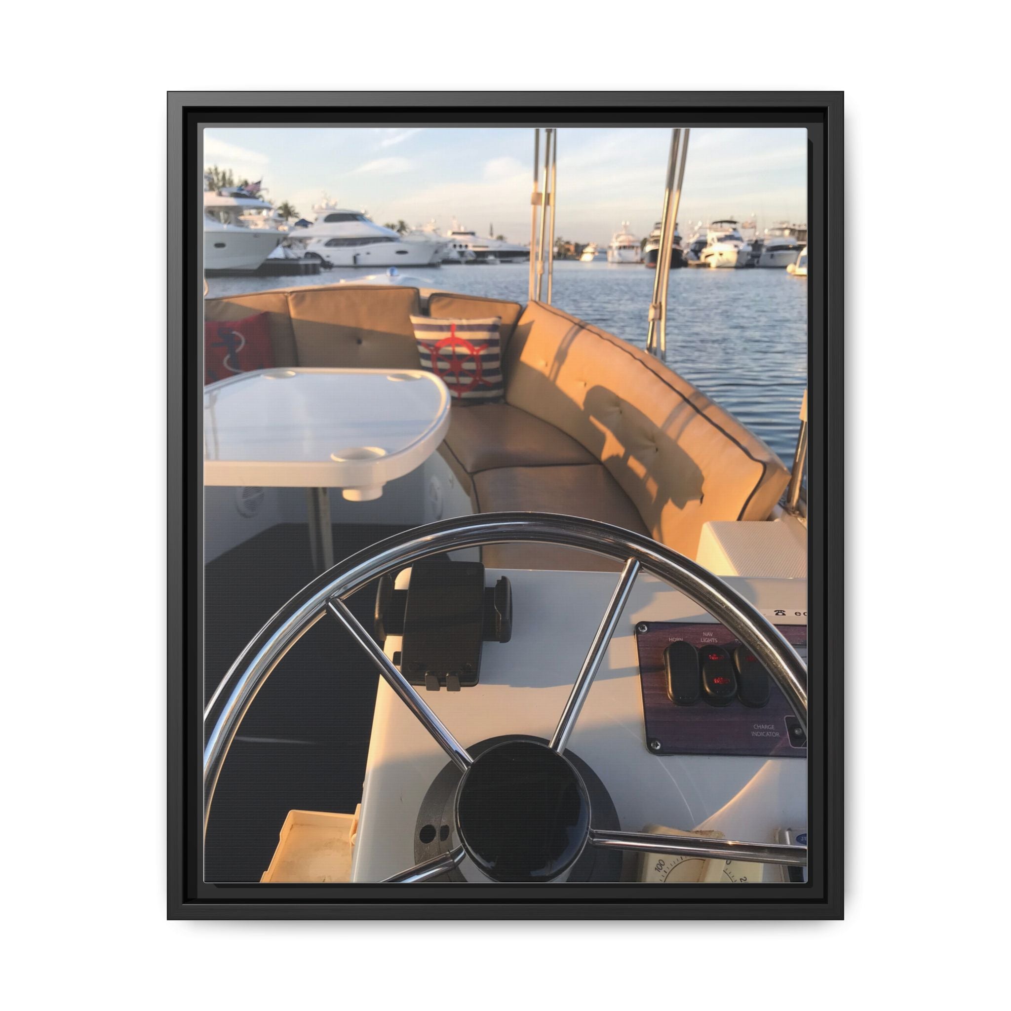 Boat Helm Framed Canvas Print — Seaside Harbor Nautical Wall Art
