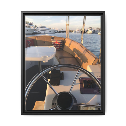 Boat Helm Framed Canvas Print — Seaside Harbor Nautical Wall Art