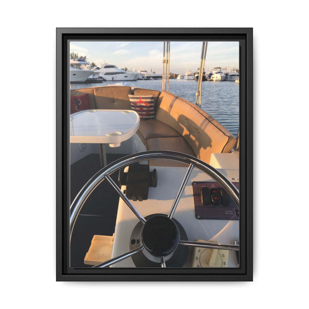 Boat Helm Framed Canvas Print — Seaside Harbor Nautical Wall Art
