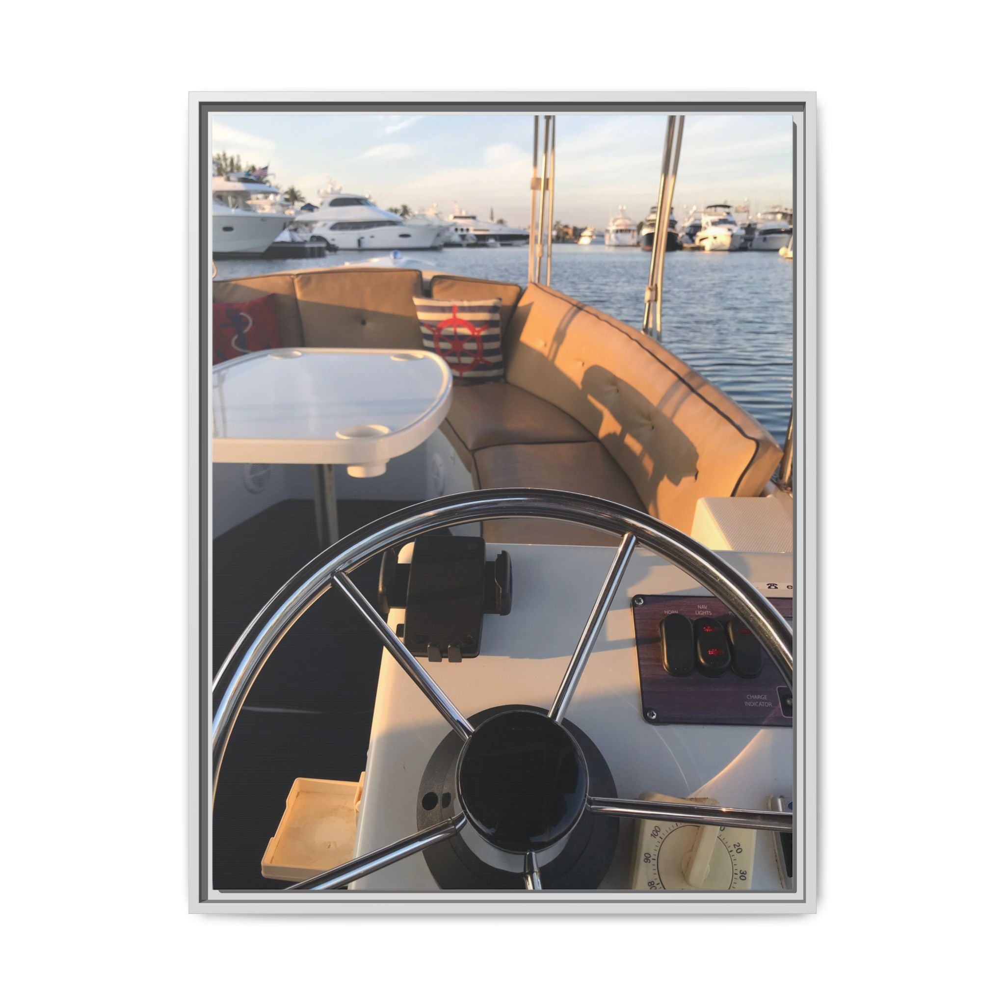 Boat Helm Framed Canvas Print — Seaside Harbor Nautical Wall Art