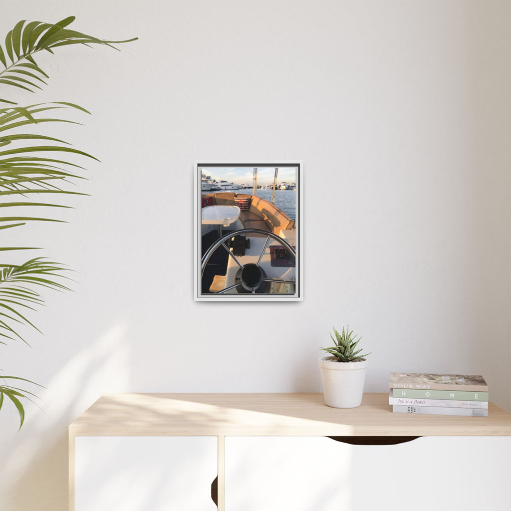 Boat Helm Framed Canvas Print — Seaside Harbor Nautical Wall Art