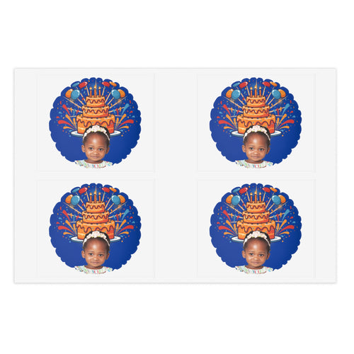Custom Photo Sticker Sheet, 4 Round Stickers, 6″ × 4″