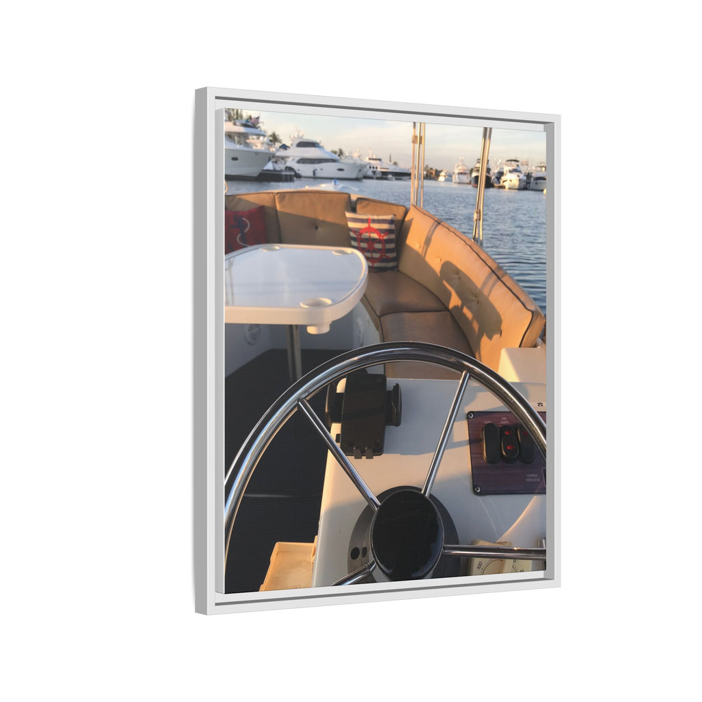 Boat Helm Framed Canvas Print — Seaside Harbor Nautical Wall Art