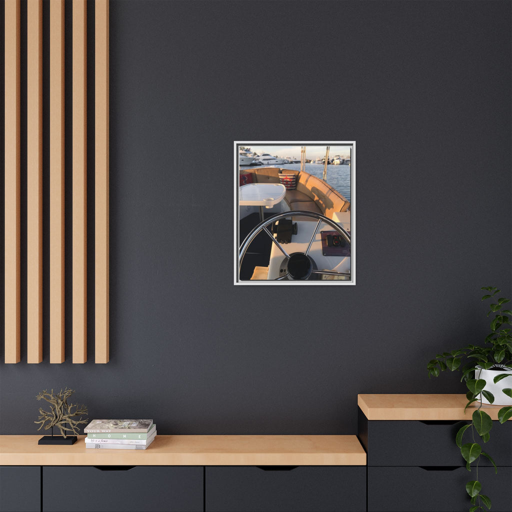 Boat Helm Framed Canvas Print — Seaside Harbor Nautical Wall Art