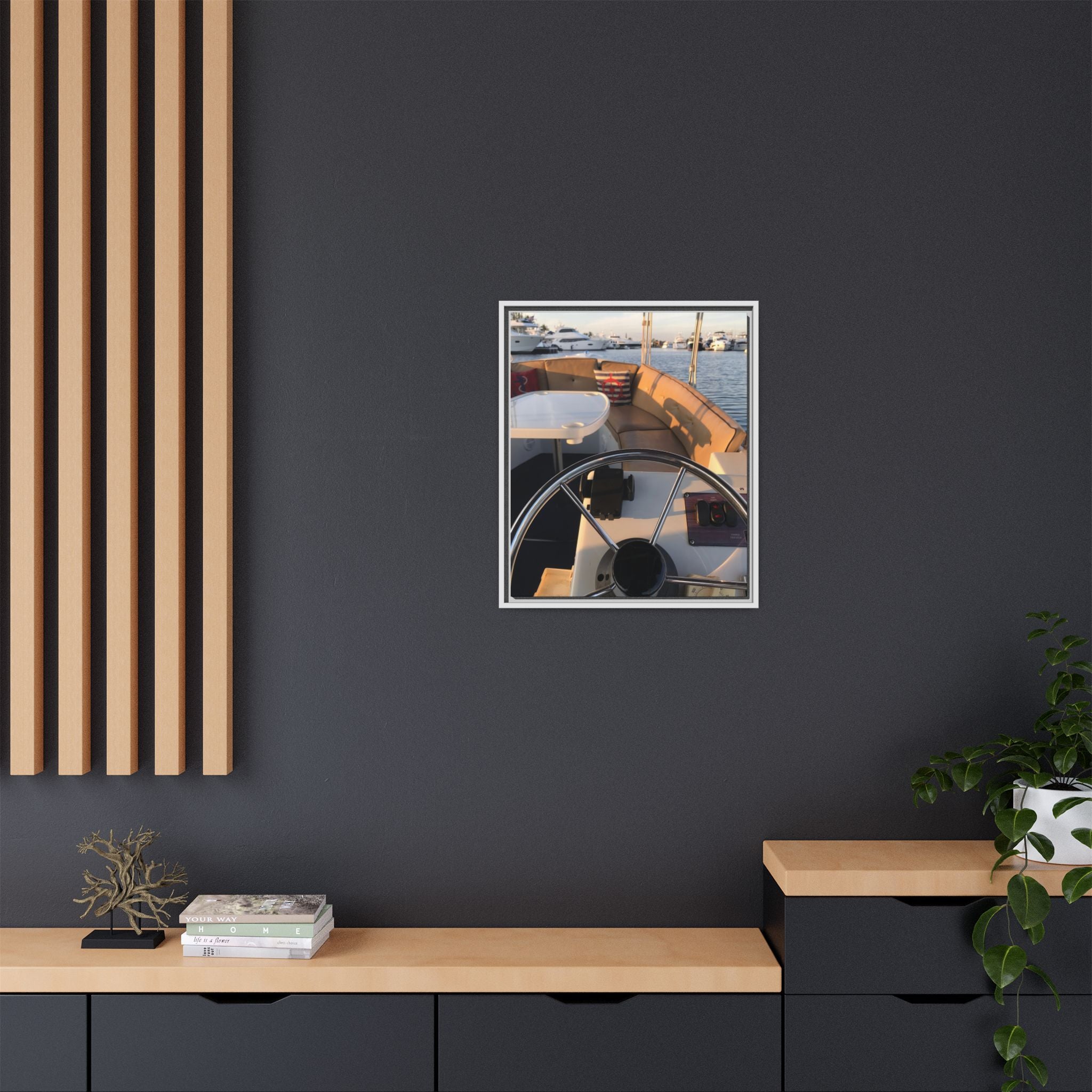 Boat Helm Framed Canvas Print — Seaside Harbor Nautical Wall Art