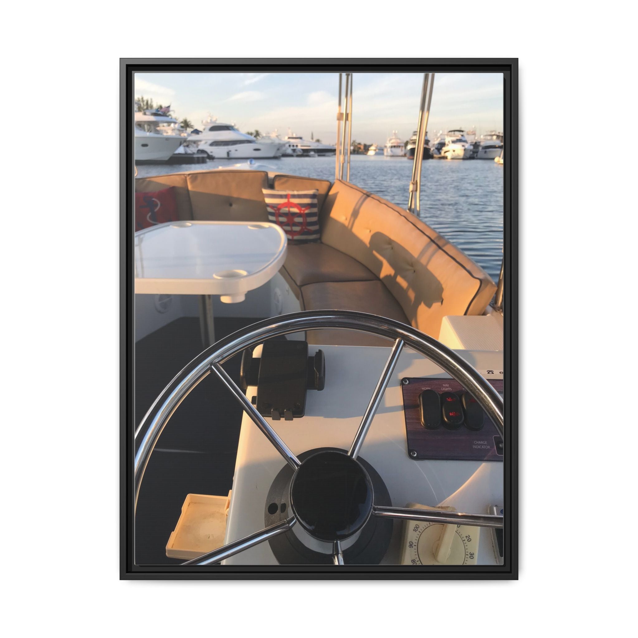 Boat Helm Framed Canvas Print — Seaside Harbor Nautical Wall Art