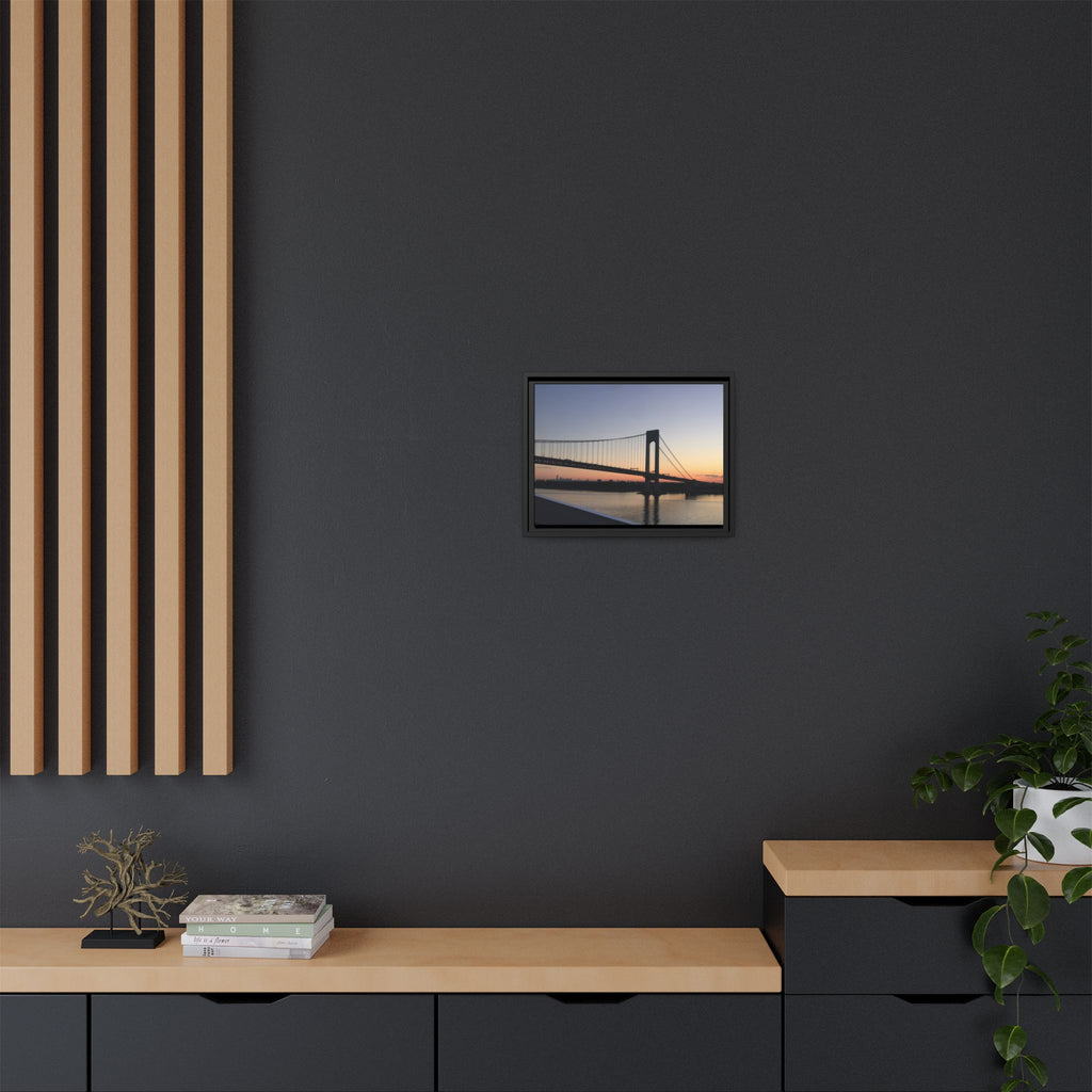 Bronx-Verrazano Sunset Matte Canvas Framed Wall Art