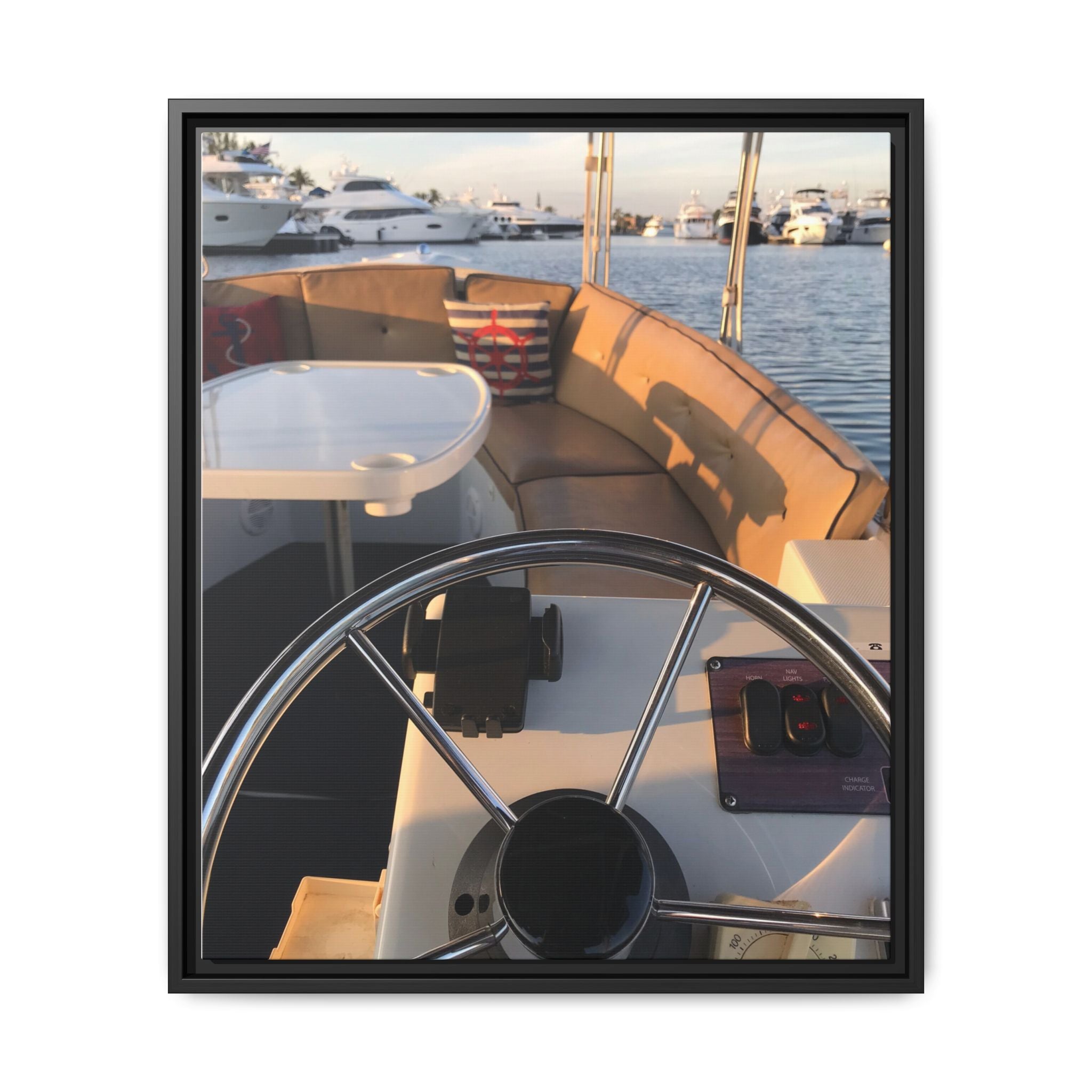 Boat Helm Framed Canvas Print — Seaside Harbor Nautical Wall Art