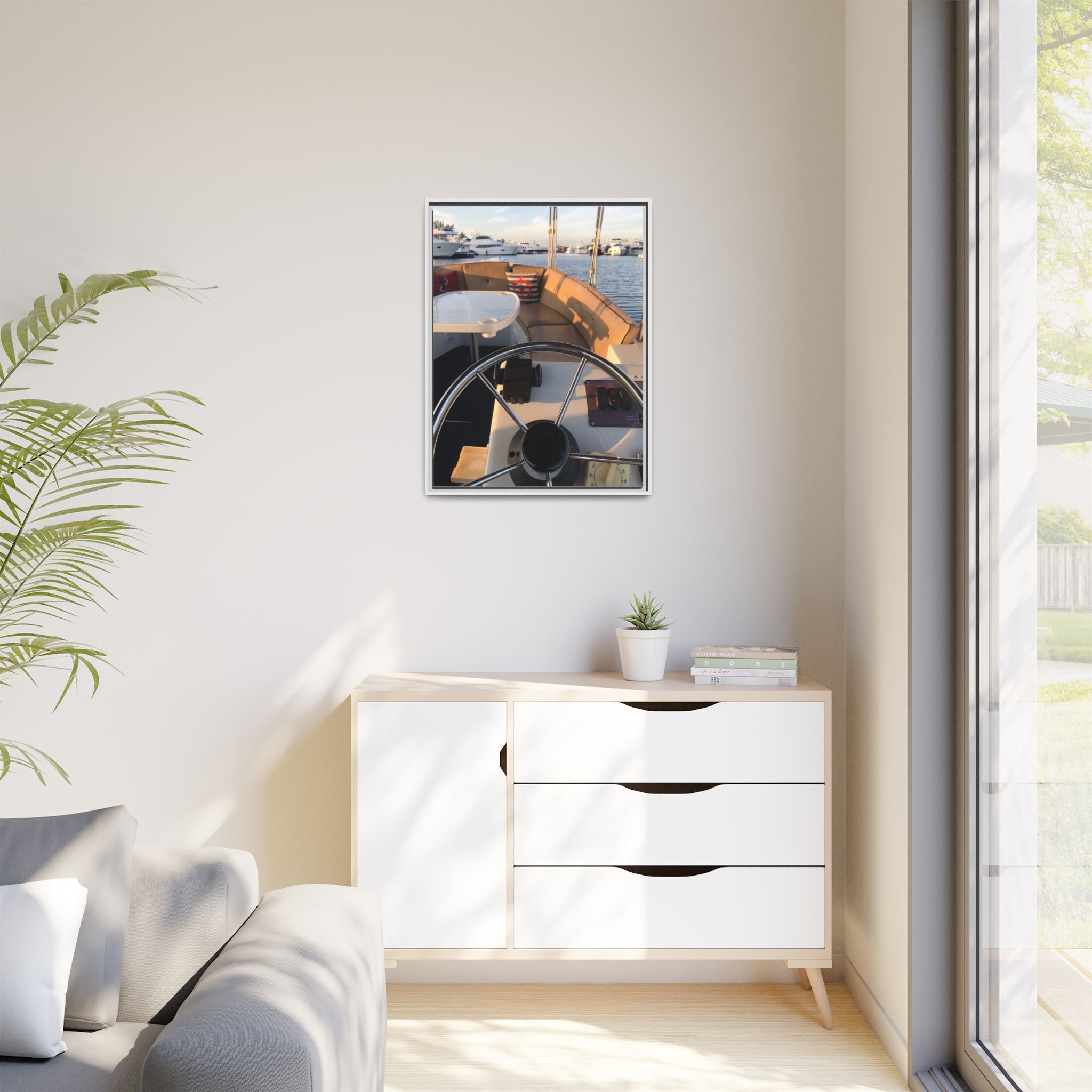 Boat Helm Framed Canvas Print — Seaside Harbor Nautical Wall Art