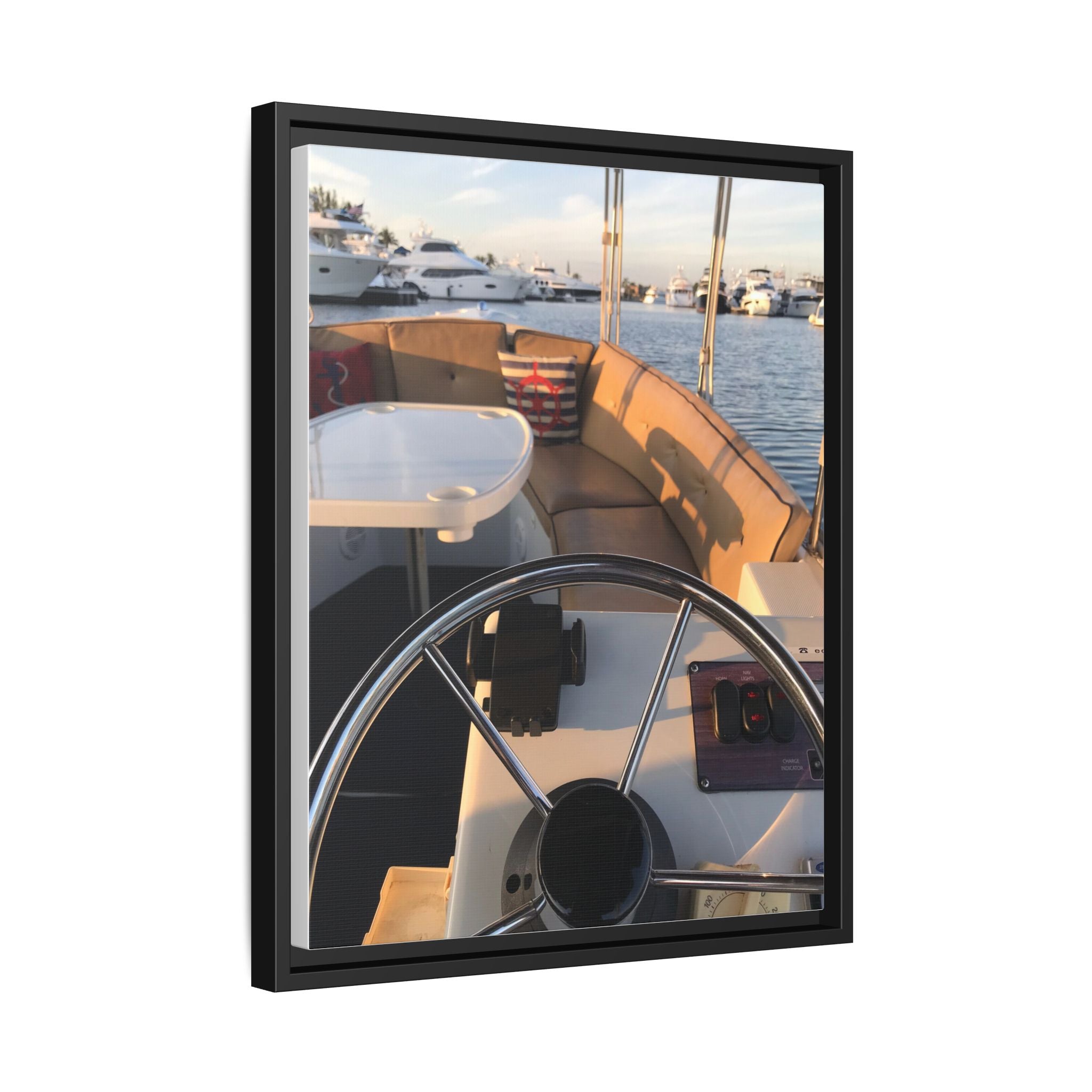 Boat Helm Framed Canvas Print — Seaside Harbor Nautical Wall Art