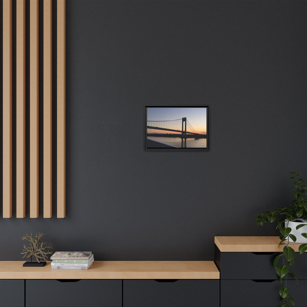 Bronx-Verrazano Sunset Matte Canvas Framed Wall Art