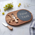 Custom Engraved Charcuterie Board with Slate Insert & Cheese Knives — Personalized Gift