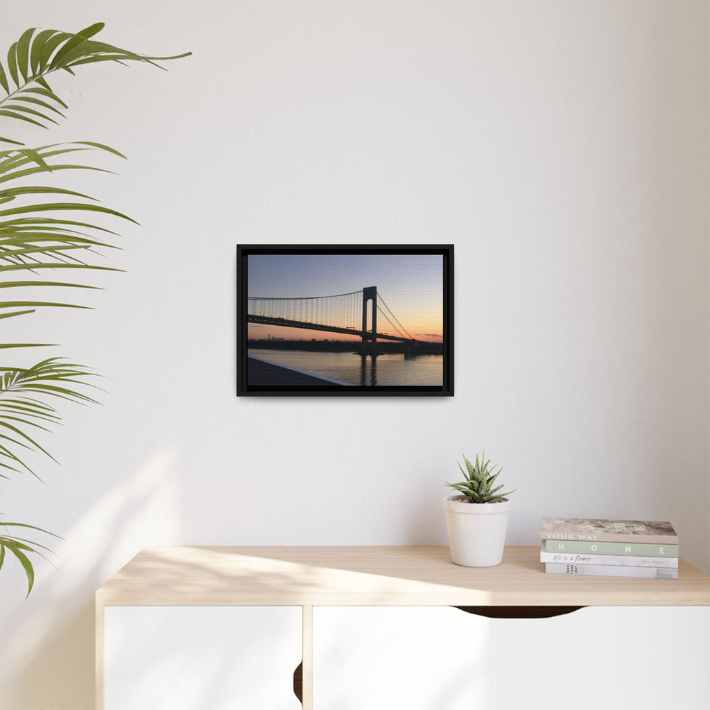 Bronx-Verrazano Sunset Matte Canvas Framed Wall Art