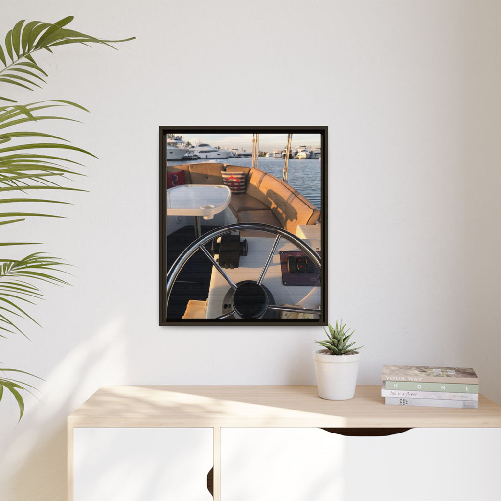 Boat Helm Framed Canvas Print — Seaside Harbor Nautical Wall Art