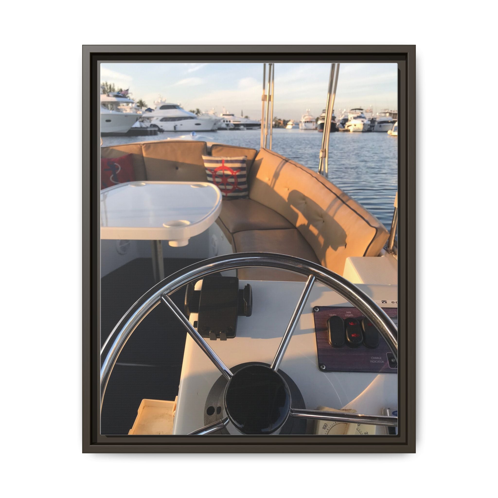 Boat Helm Framed Canvas Print — Seaside Harbor Nautical Wall Art