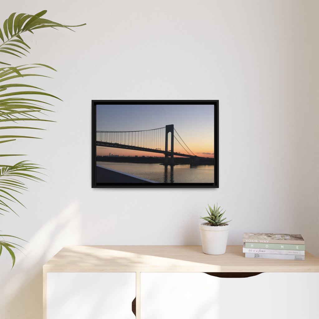 Bronx-Verrazano Sunset Matte Canvas Framed Wall Art