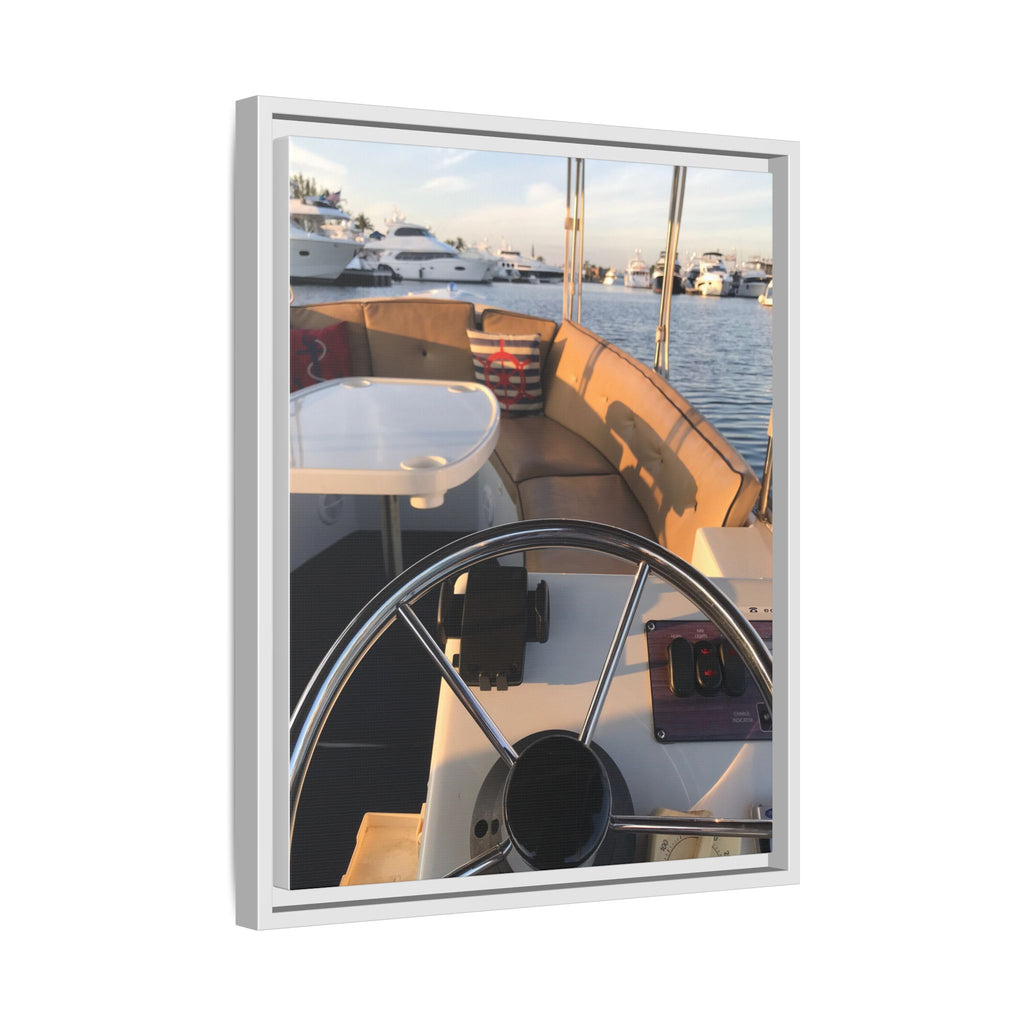 Boat Helm Framed Canvas Print — Seaside Harbor Nautical Wall Art