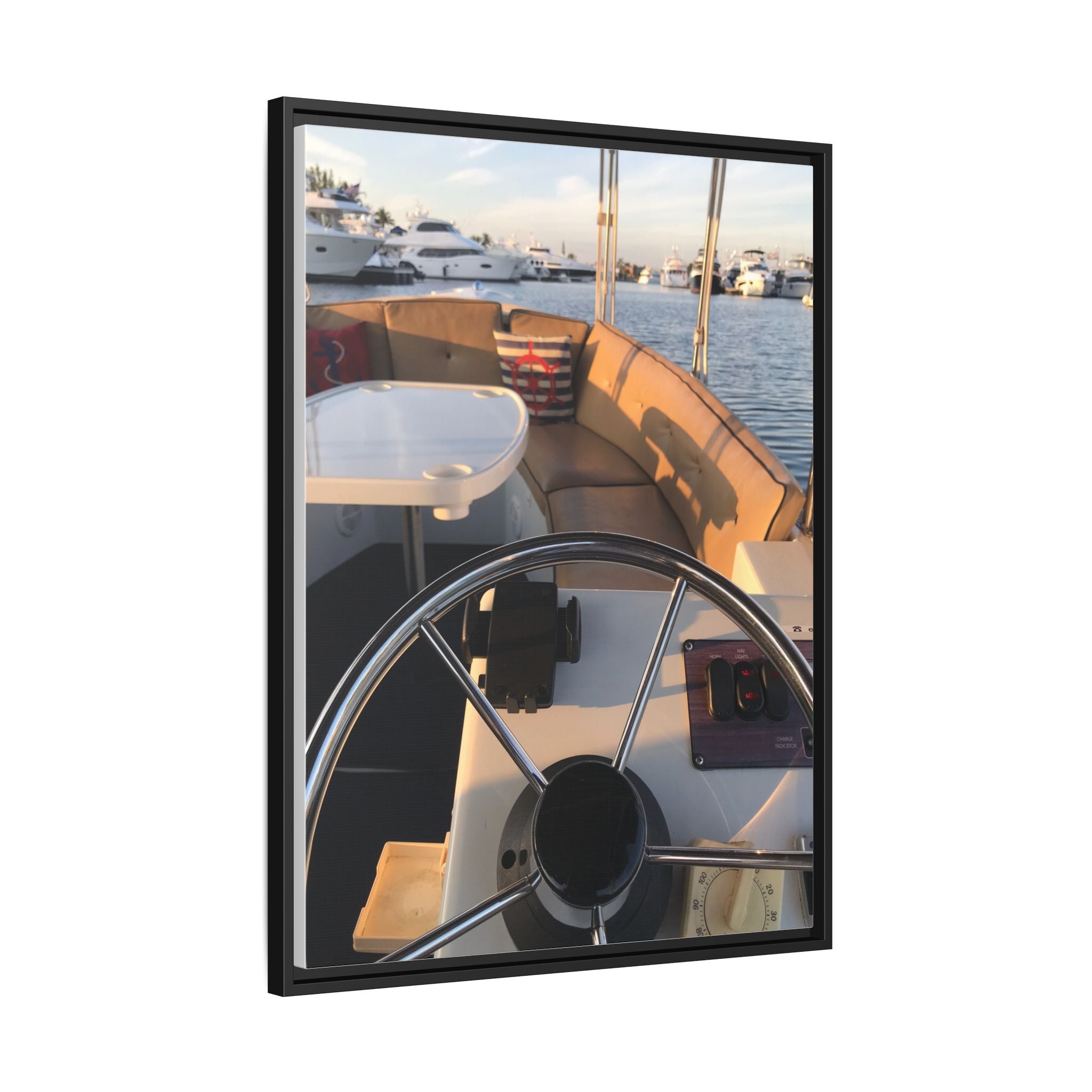 Boat Helm Framed Canvas Print — Seaside Harbor Nautical Wall Art