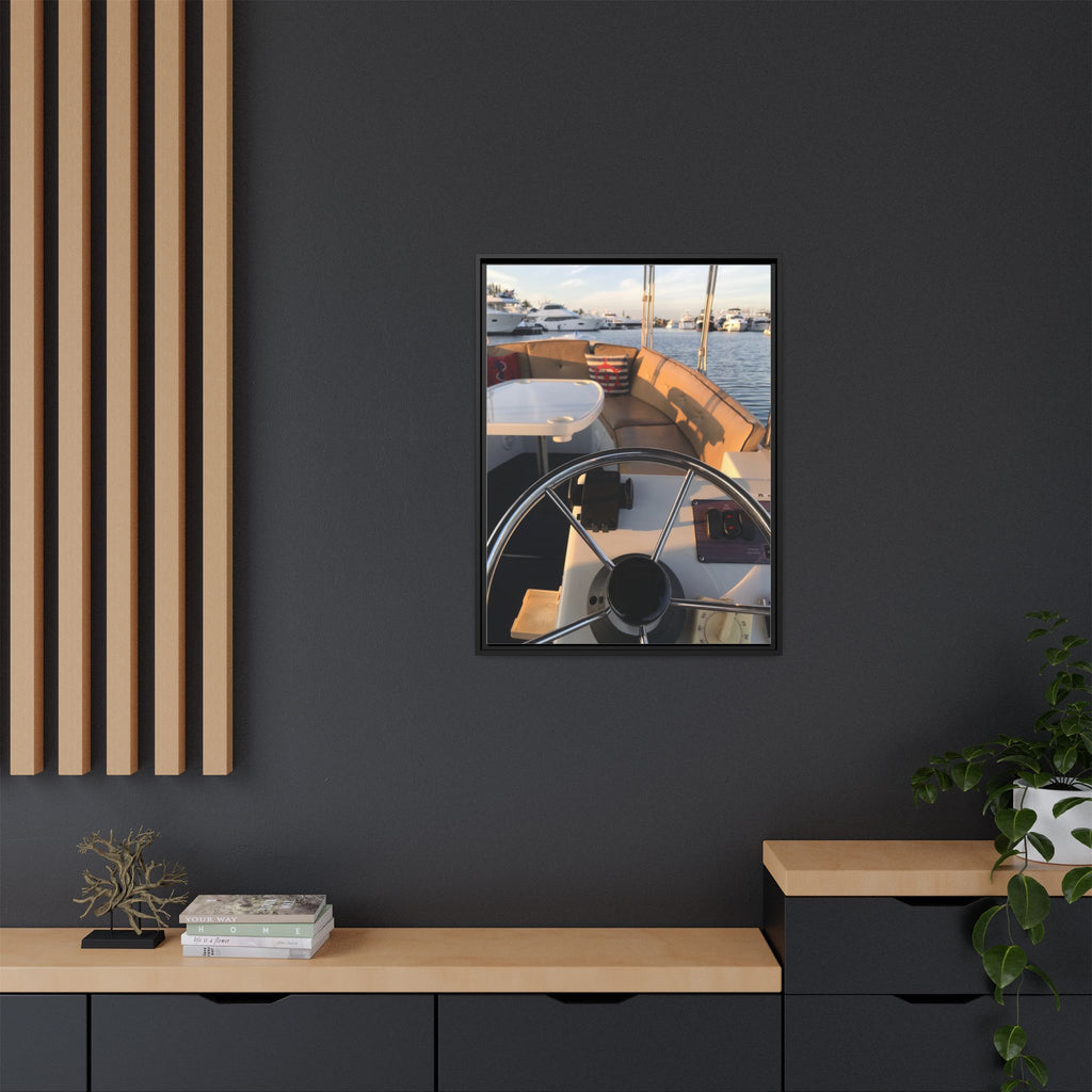 Boat Helm Framed Canvas Print — Seaside Harbor Nautical Wall Art