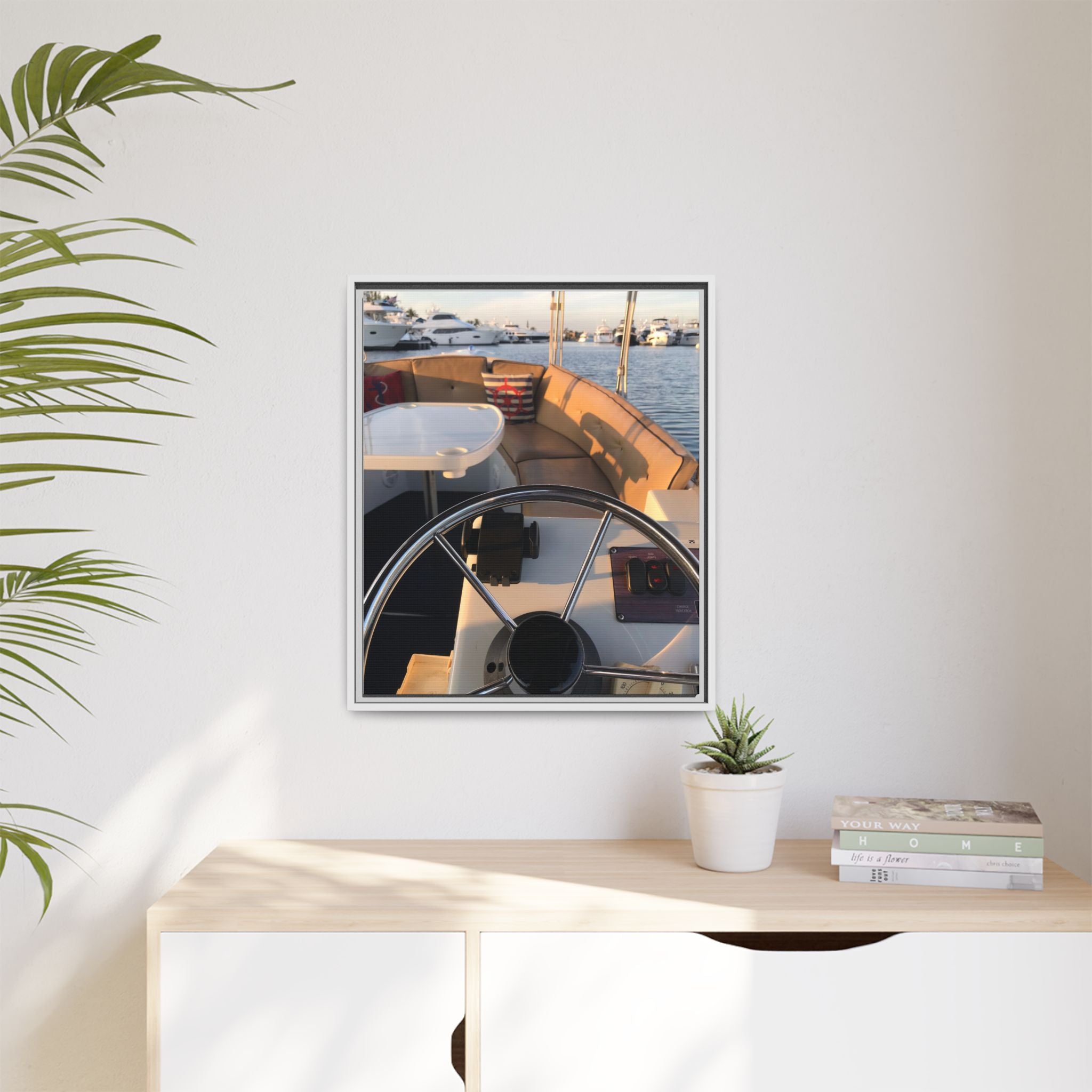 Boat Helm Framed Canvas Print — Seaside Harbor Nautical Wall Art