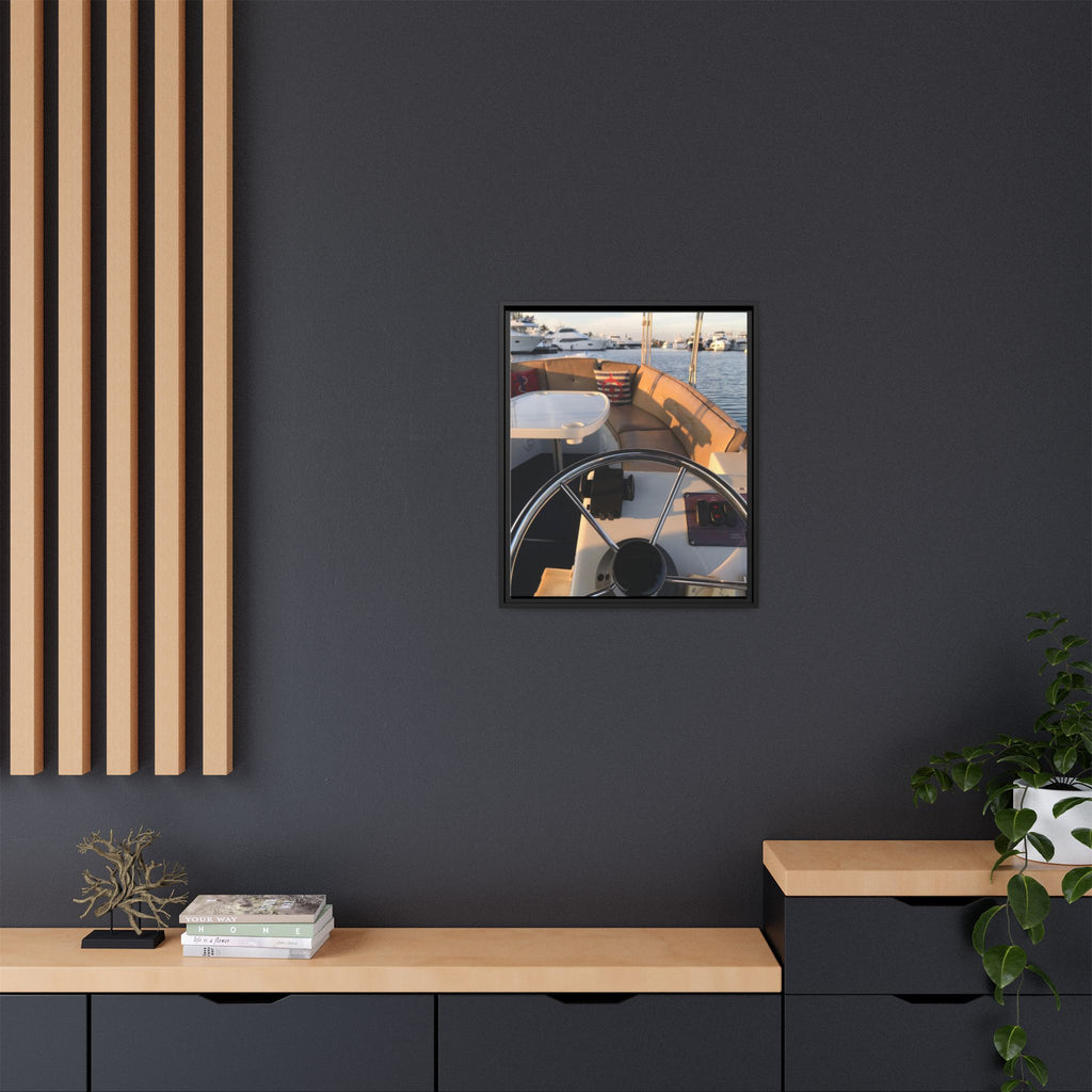 Boat Helm Framed Canvas Print — Seaside Harbor Nautical Wall Art