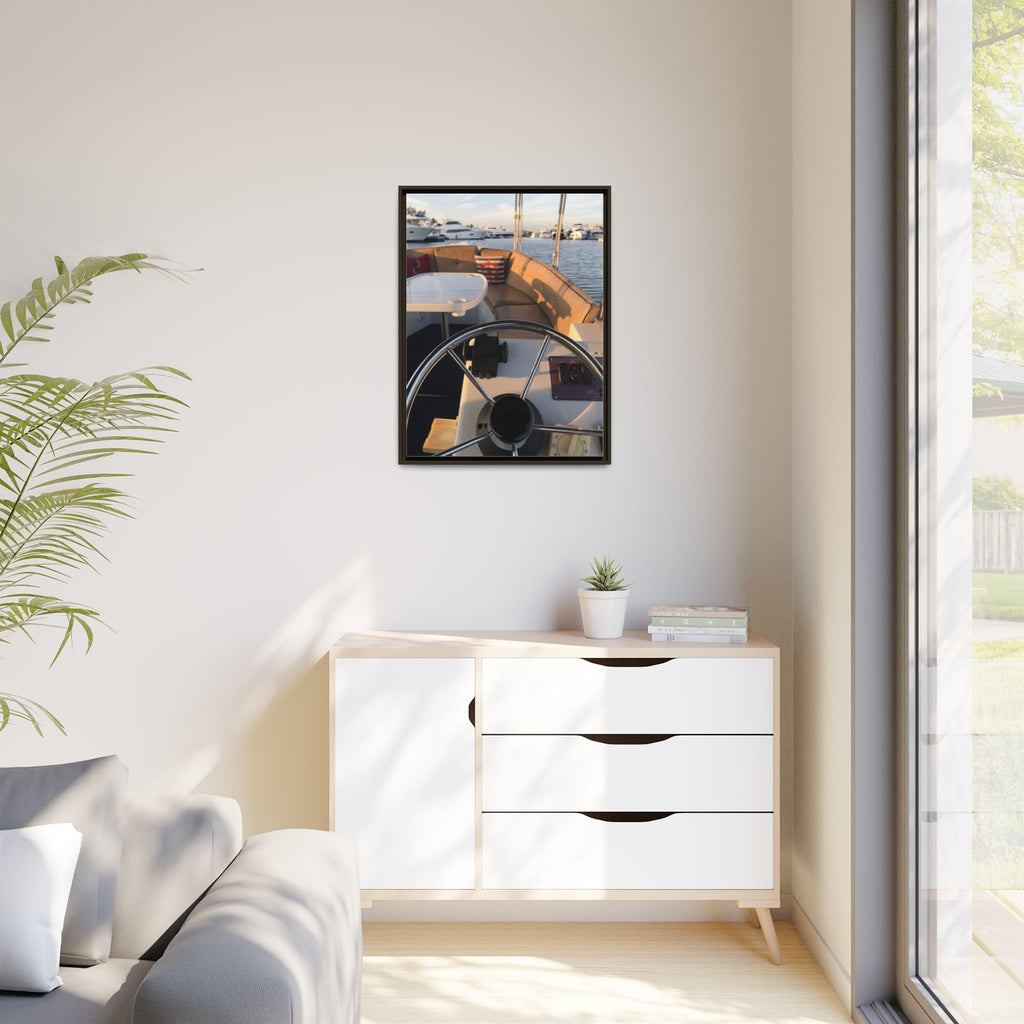 Boat Helm Framed Canvas Print — Seaside Harbor Nautical Wall Art