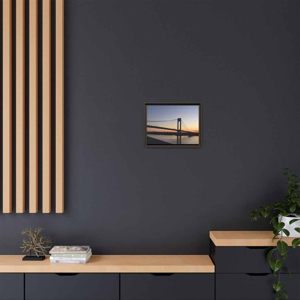 Bronx-Verrazano Sunset Matte Canvas Framed Wall Art