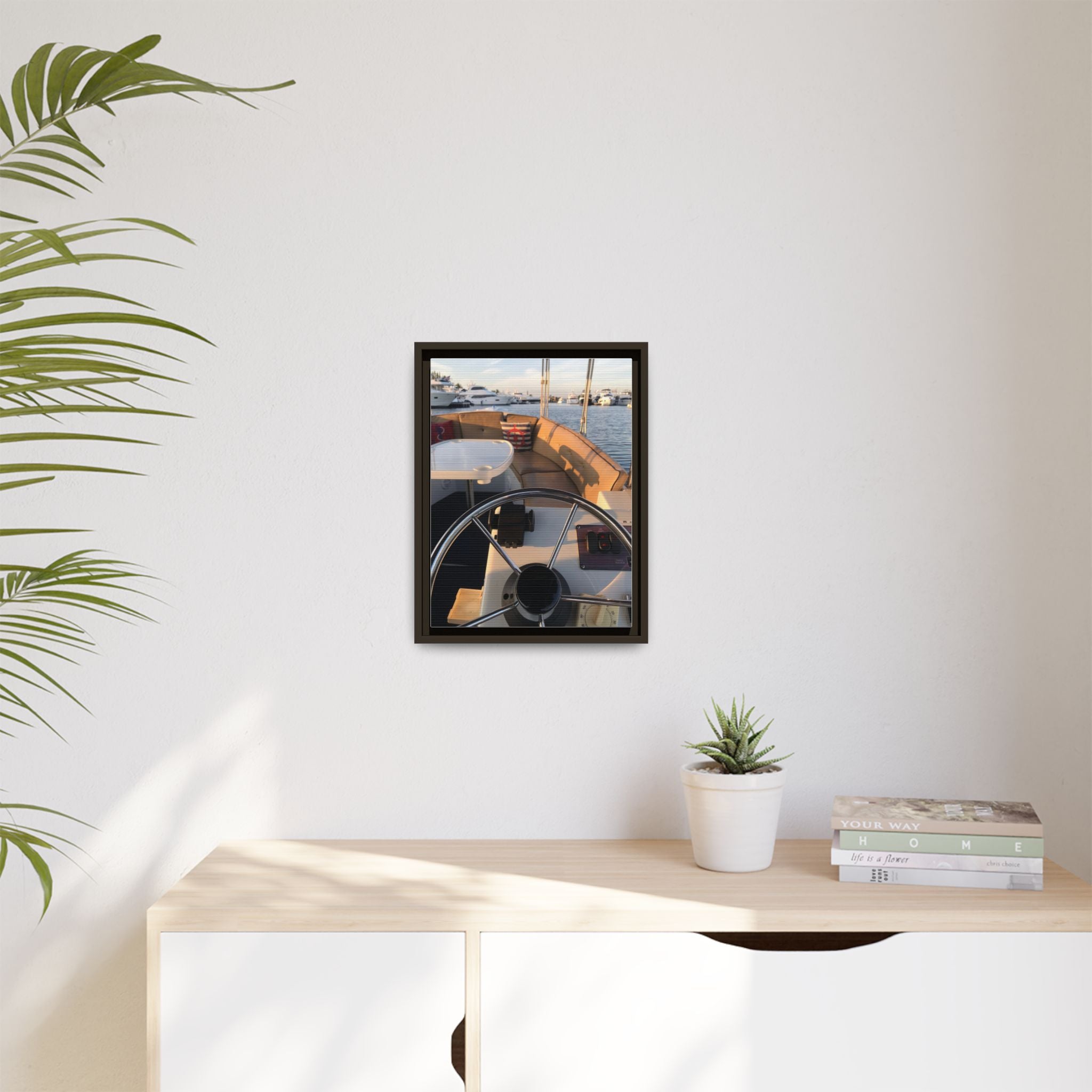 Boat Helm Framed Canvas Print — Seaside Harbor Nautical Wall Art
