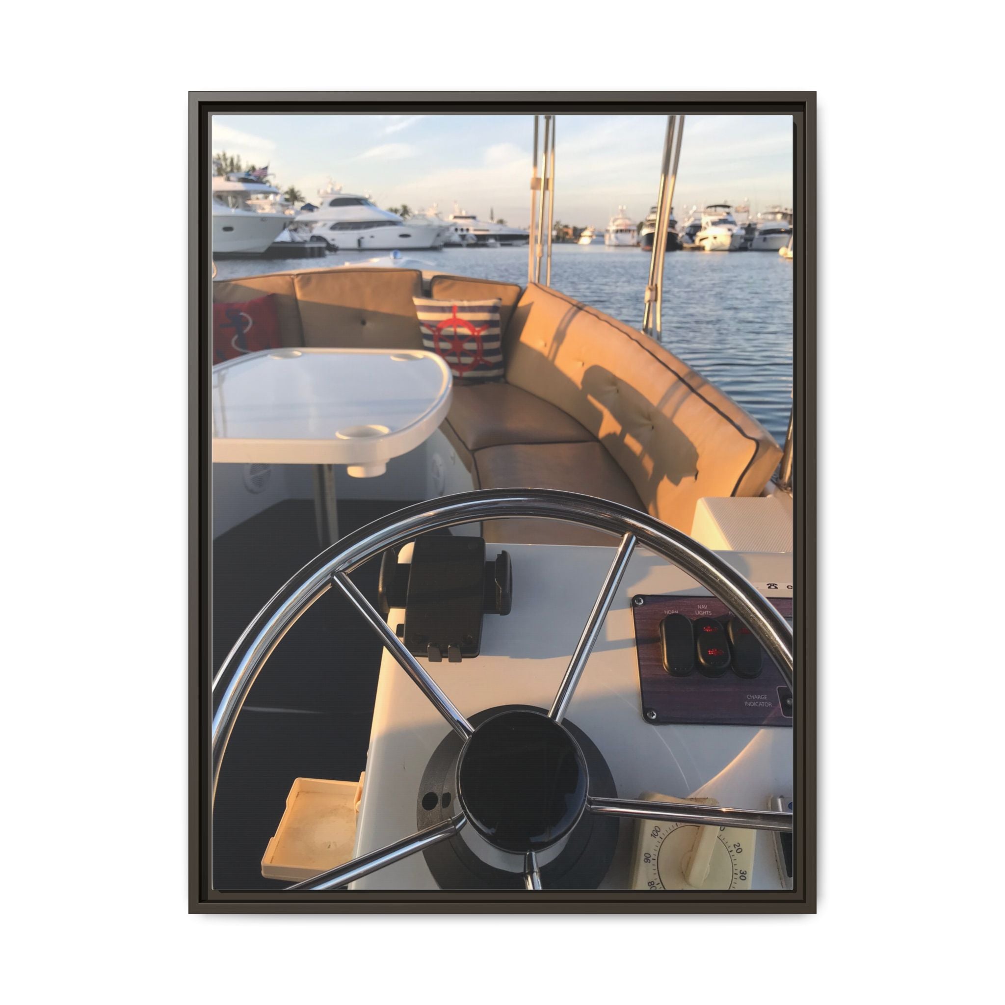 Boat Helm Framed Canvas Print — Seaside Harbor Nautical Wall Art