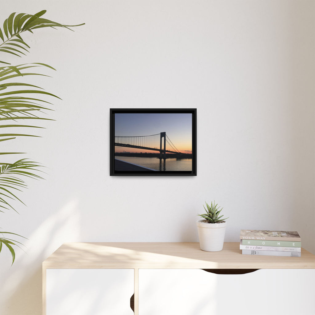 Bronx-Verrazano Sunset Matte Canvas Framed Wall Art