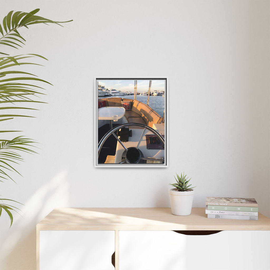 Boat Helm Framed Canvas Print — Seaside Harbor Nautical Wall Art