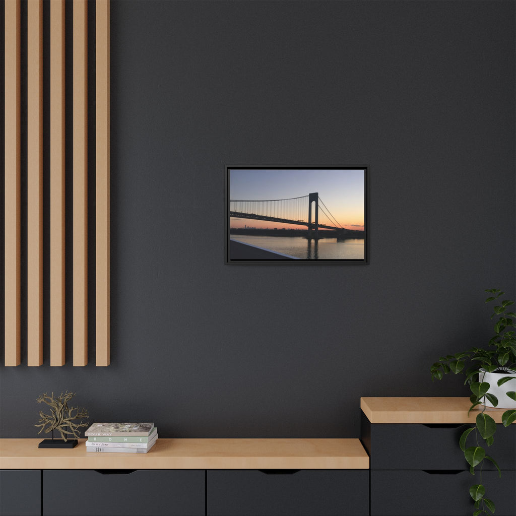 Bronx-Verrazano Sunset Matte Canvas Framed Wall Art