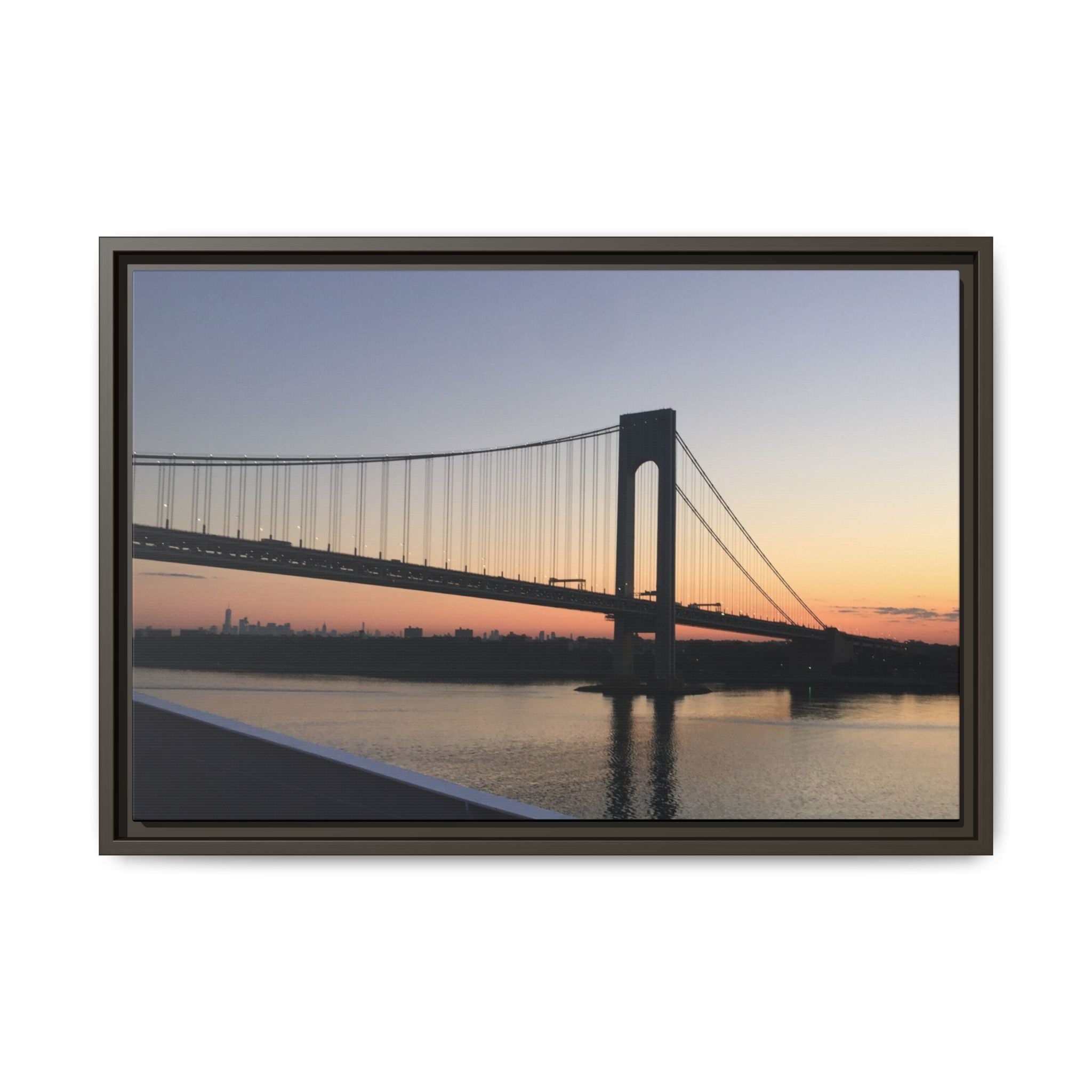 Bronx-Verrazano Sunset Matte Canvas Framed Wall Art