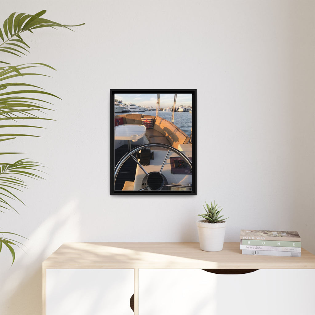 Boat Helm Framed Canvas Print — Seaside Harbor Nautical Wall Art