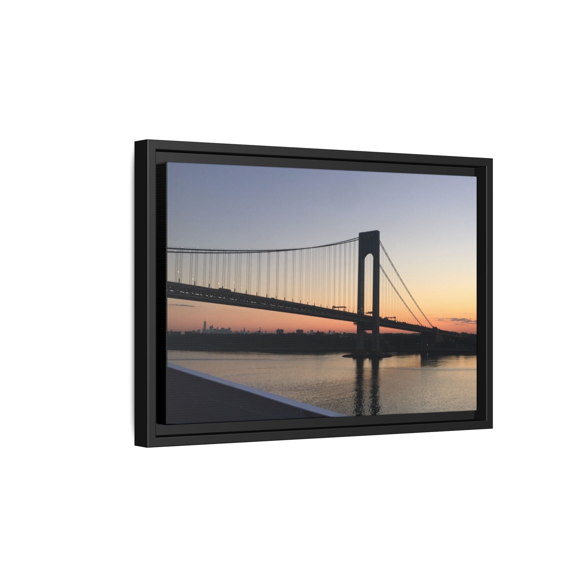 Bronx-Verrazano Sunset Matte Canvas Framed Wall Art