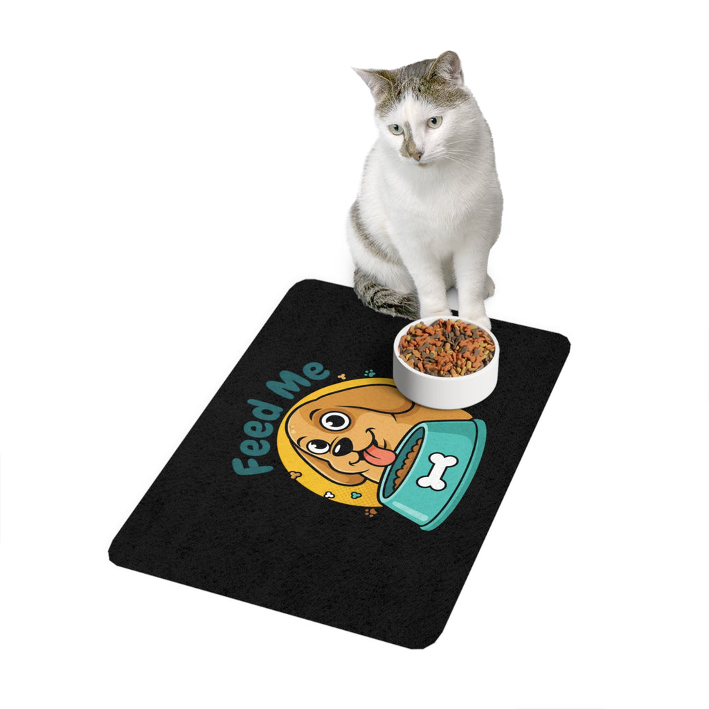 Pet Food Mat – Cute "Feed Me" Dog Bowl Placemat (12x18) Gift