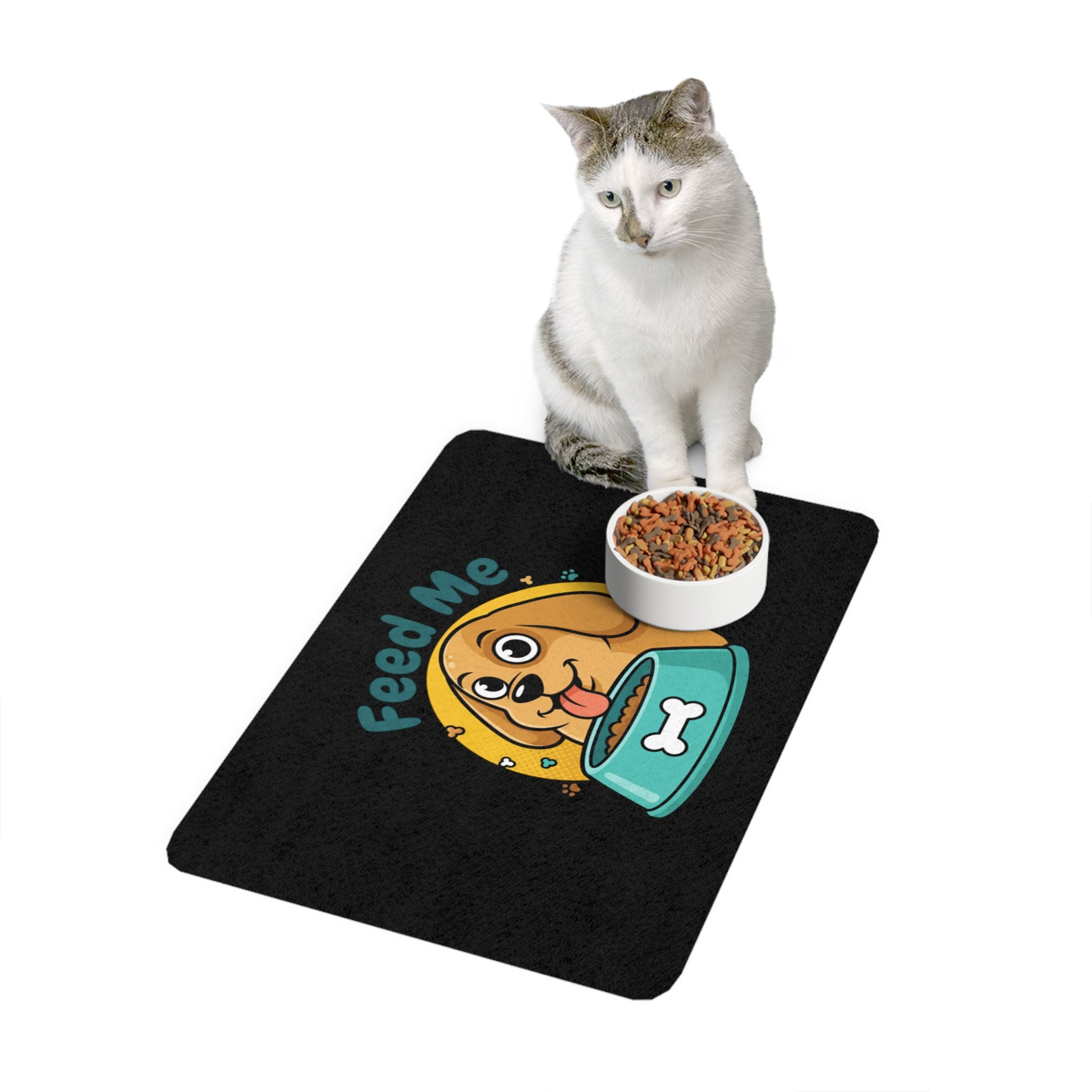 Pet Food Mat – Cute "Feed Me" Dog Bowl Placemat (12x18) Gift
