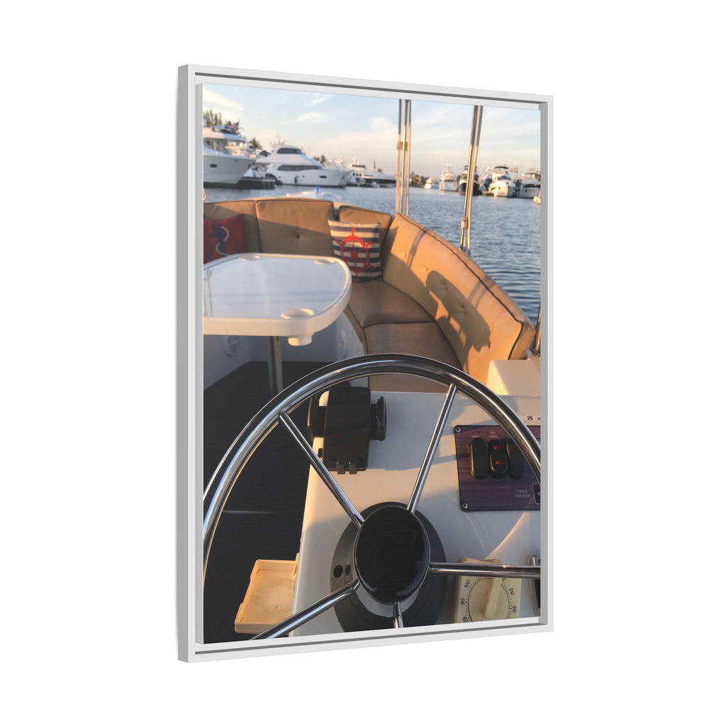 Boat Helm Framed Canvas Print — Seaside Harbor Nautical Wall Art