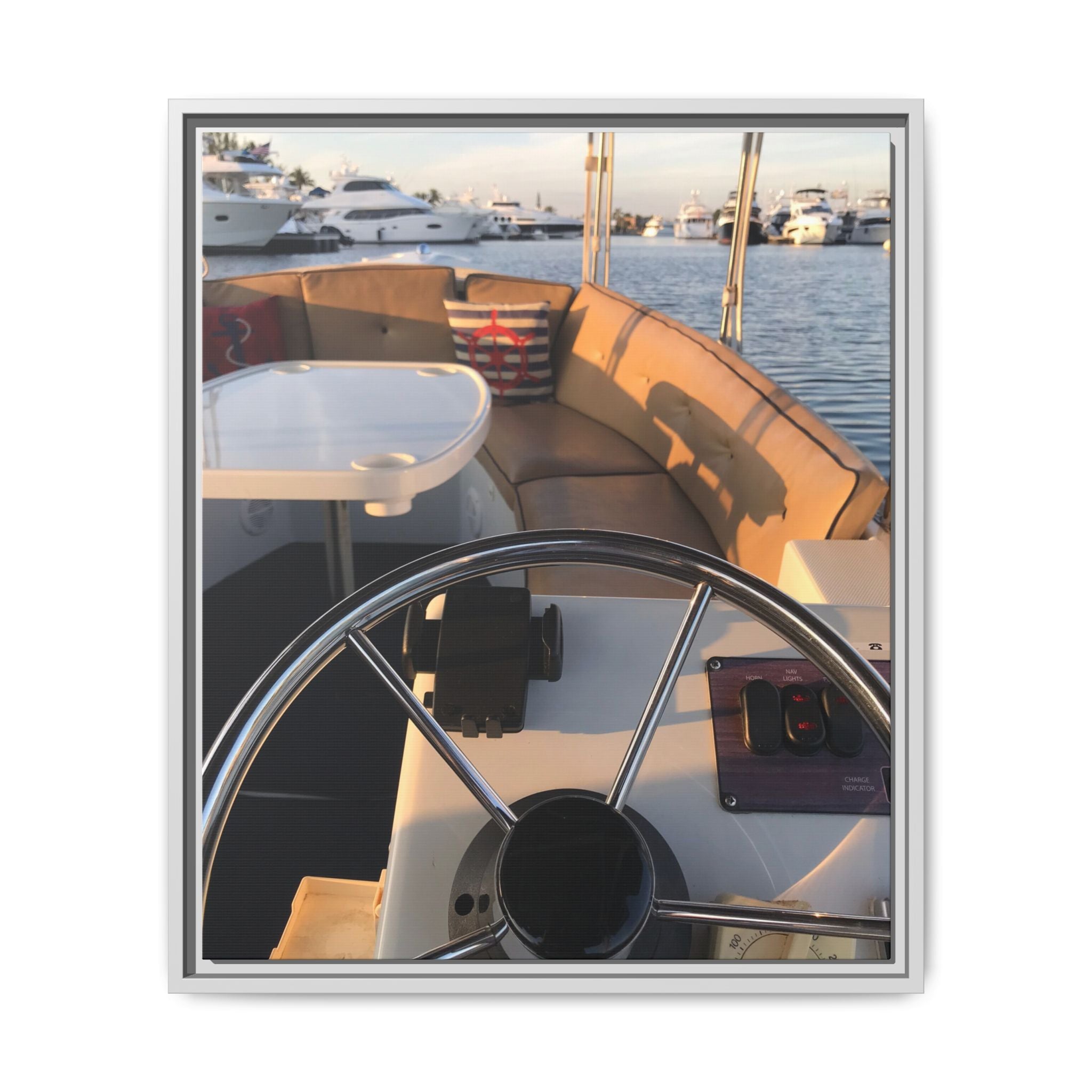 Boat Helm Framed Canvas Print — Seaside Harbor Nautical Wall Art