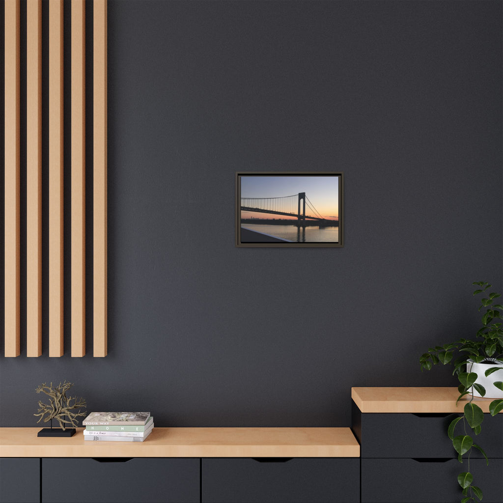 Bronx-Verrazano Sunset Matte Canvas Framed Wall Art