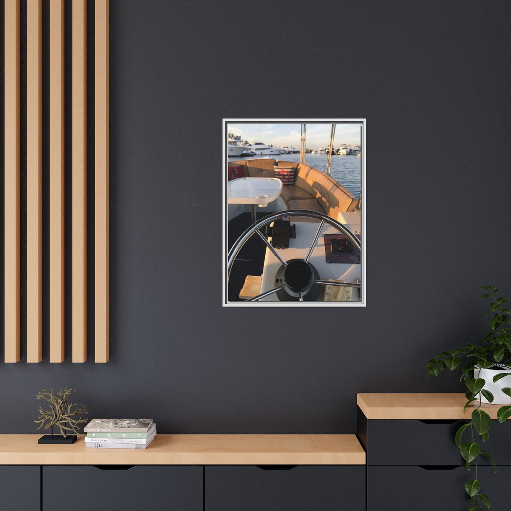 Boat Helm Framed Canvas Print — Seaside Harbor Nautical Wall Art