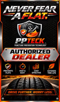 Never Fear a Flat PPTeck Authorized Dealer Sticker 36 x 24